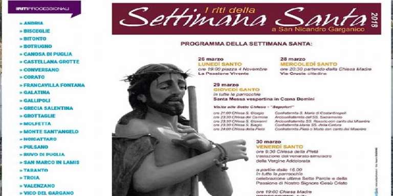 PROGRAMMA DELLA SETTIMANA SANTA A SAN NICANDRO