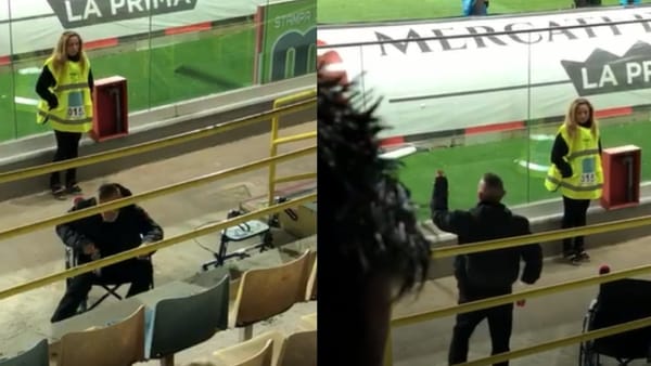 STADIO ZACCHERIA FOGGIA, UOMO IN CARROZZINA SI ALZA E SI GRIDA IRONICAMENTE AL “MIRACOLO”