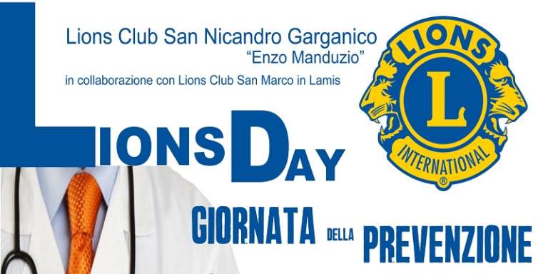 DOMANI LA GIORNATA DI PREVENZIONE SANITARIA DEL LIONS CLUB SAN NICANDRO GARGANICO
