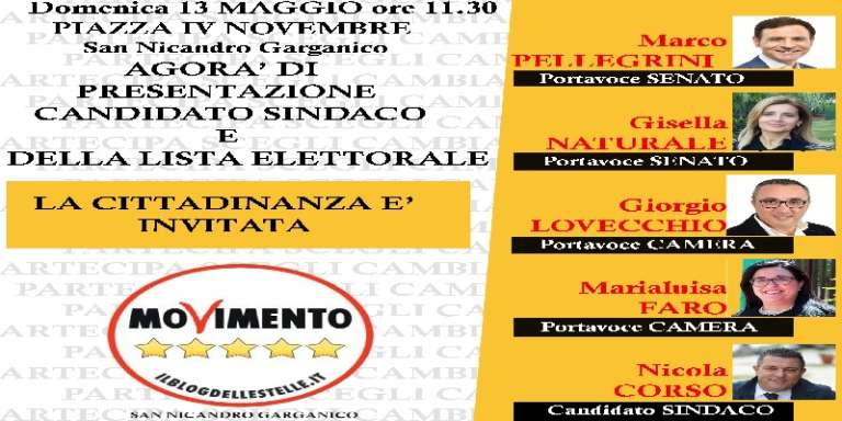 M5S, PRESENTAZIONE DEL CANDIDATO SINDACO