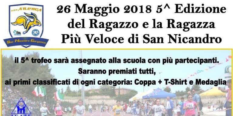 ECCO LA 5^ EDIZIONE DE “IL RAGAZZO E LA RAGAZZA PIU’ VELOCI DI SAN NICANDRO”