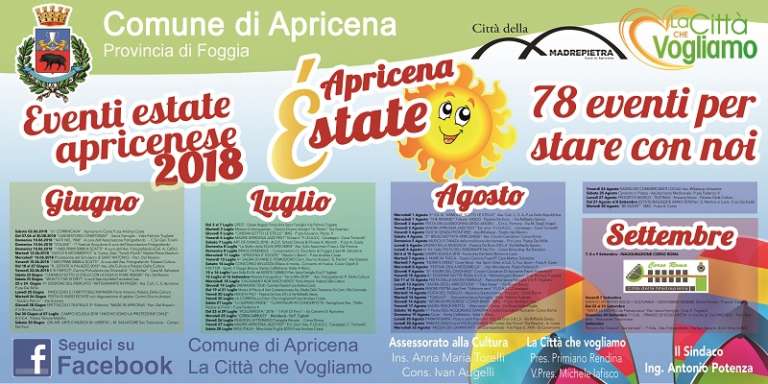 PARTITO IL NUOVO RICCO CARTELLONE DI EVENTI DELL’ESTATE 2018