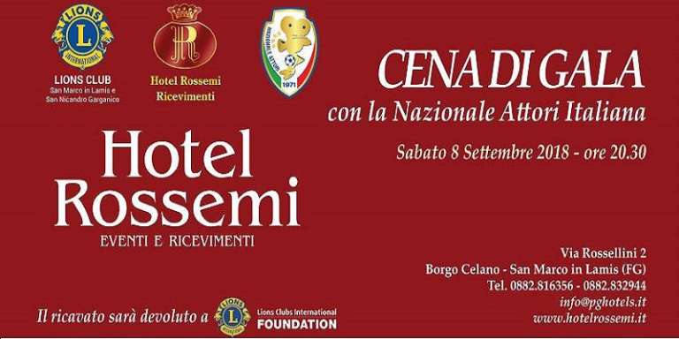 CENA DI BENEFICENZA CON LA NAZIONALE ATTORI A SAN MARCO IN LAMIS