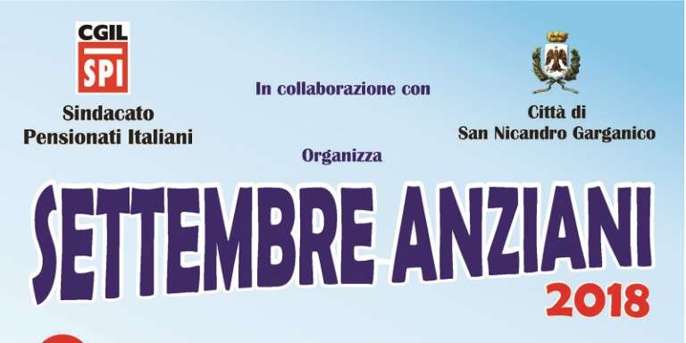 DEFINITO IL PROGRAMMA DI “SETTEMBRE ANZIANI 2018”