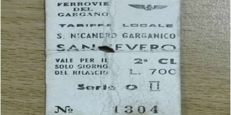 FERGARGANO, QUANDO IL COSTO DEL BIGLIETTO SAN NICANDRO SAN SEVERO ERA DI 700 LIRE