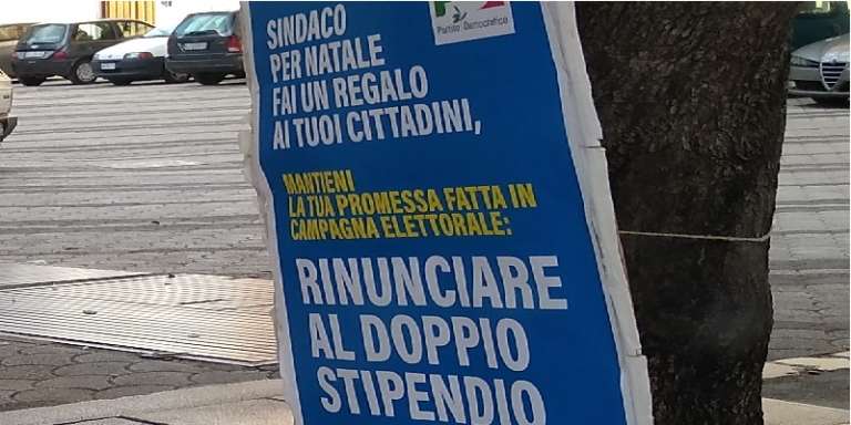IL PD CHIEDE AL SINDACO IL REGALO DI NATALE PER LA CITTA’: RINUNCIARE AL DOPPIO STIPENDIO