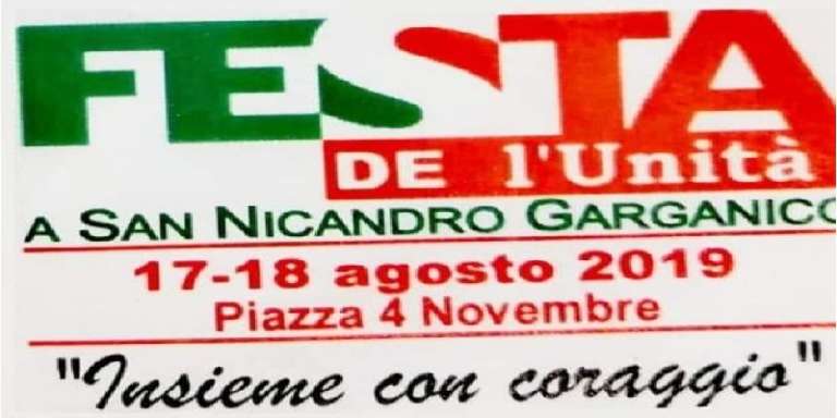 FESTA DELL’UNITA’ 2019, INSIEME CON CORAGGIO
