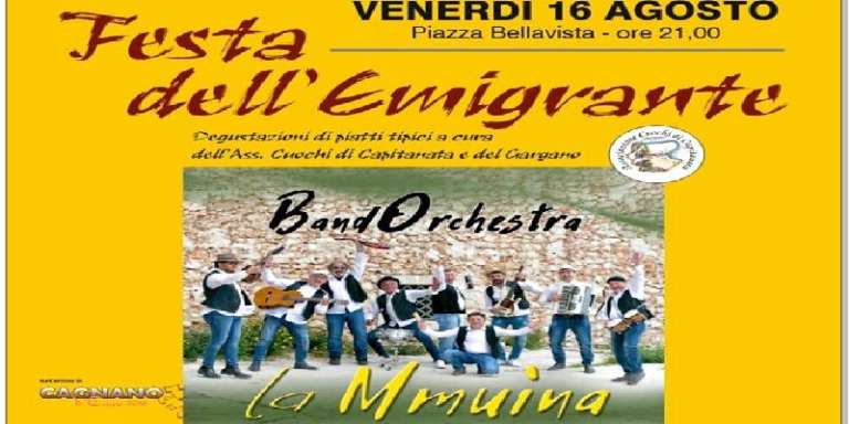 CAGNANO VARANO, “FESTA DELL’EMIGRANTE” CON LA BAND “LA MMUINA”