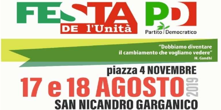 FESTA DELL’UNITA’ 2019