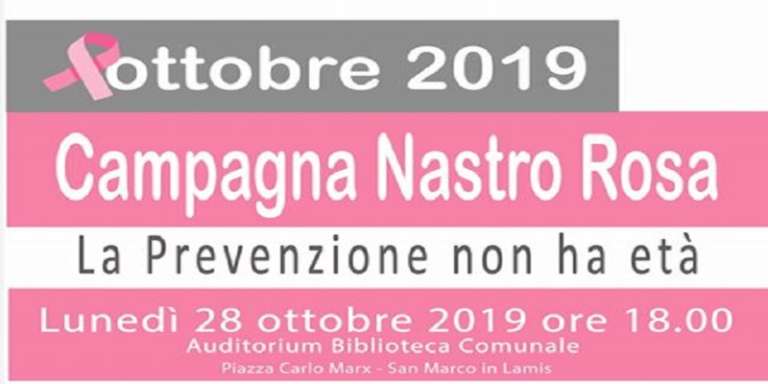AMMINISTRAZIONE COMUNALE DI SAN MARCO CON LILT PER LA PREVENZIONE TUMORE AL SENO