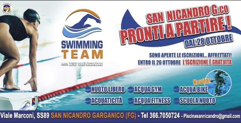 LA PISCINA DI SAN NICANDRO APRE IL 28 OTTOBRE PROSSIMO