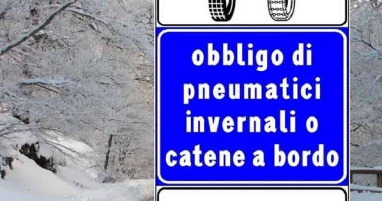 OBBLIGO DI CATENE A BORDO O PNEUMATICI INVERNALI SUI TRATTI STRADALI A RISCHIO GHIACCIO O NEVE