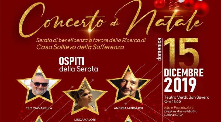 SAN SEVERO, CONCERTO DI NATALE PER CASA SOLLIEVO DELLA SOFFERENZA