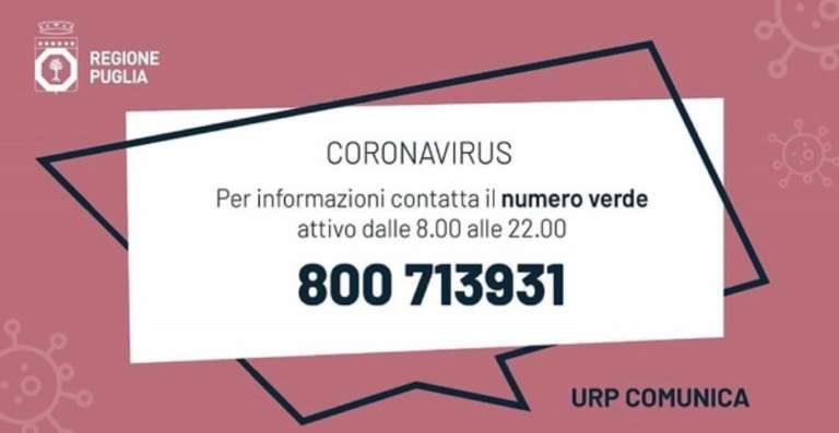 CORONAVIRUS, ATTIVO IL NUMERO VERDE REGIONALE