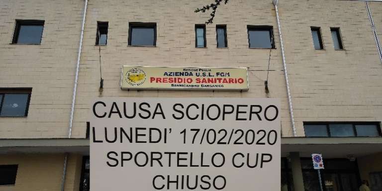 17 FEBBRAIO, CHIUSI I CUP DELLA PROVINCIA. ECCO IL CARTELLO DEL POLIAMBULATORIO DI SAN NICANDRO