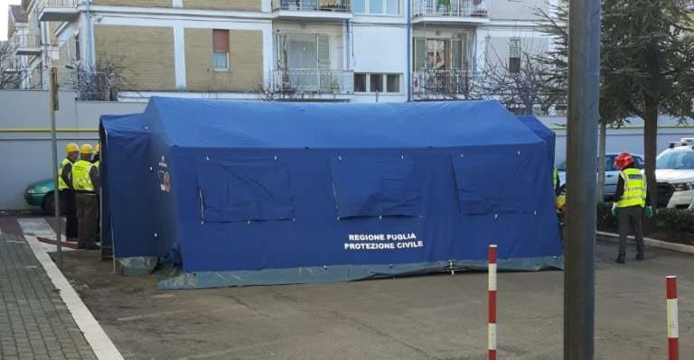 SAN NICANDRO, MONTATA TENDA “TRIAGE” ALL’INTERNO  DEL POLIAMBULATORIO