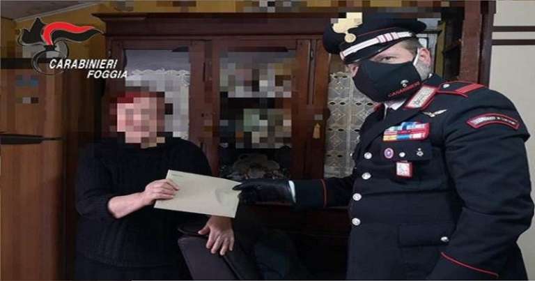 I CARABINIERI CONSEGNANO PENSIONE A CASA