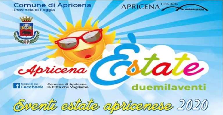 APRICENA ESTATE 2020: AL VIA GLI EVENTI DEL CARTELLONE ESTIVO