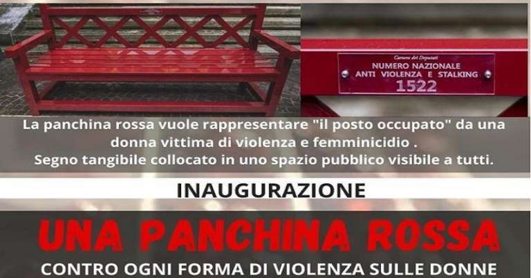 SAN NICANDRO. UNA PANCHINA ROSSA: MANIFESTAZIONE CONTRO LA VIOLENZA SULLE DONNE