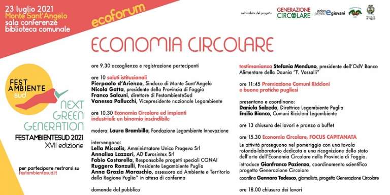 “GENERAZIONE CIRCOLARE”, IL PRIMO ECOFORUM SULL’ECONOMIA CIRCOLARE