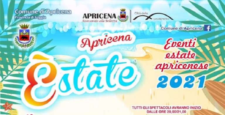 APRICENA ESTATE 2021: AL VIA GLI EVENTI DEL CARTELLONE ESTIVO