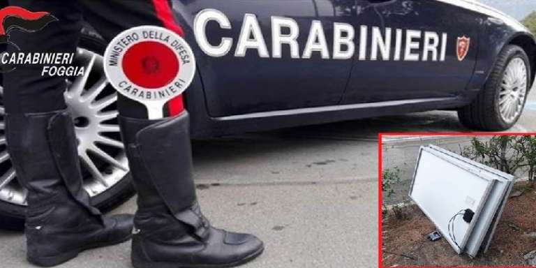 FURTO DI PANNELLI SOLARI: CARABINIERI ARRESTANO UN 33ENNE E UN 27ENNE PER RESISTENZA E FURTO