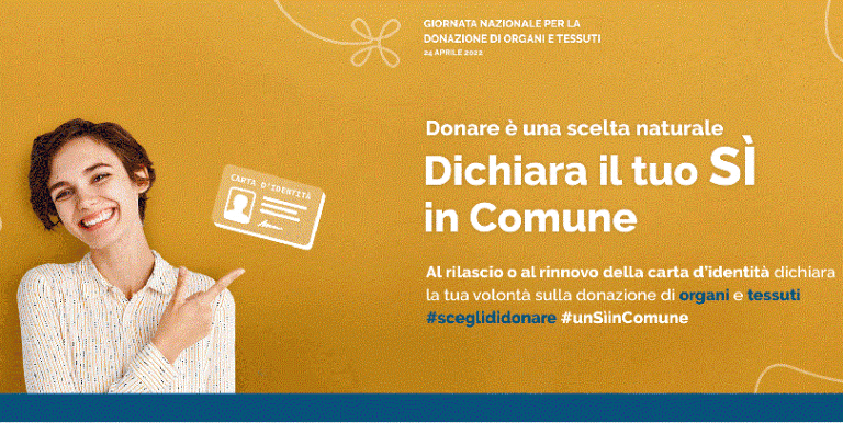 24 APRILE, GIORNATA NAZIONALE SULLA DONAZIONE. DICHIARA IL TUO “SI” IN COMUNE