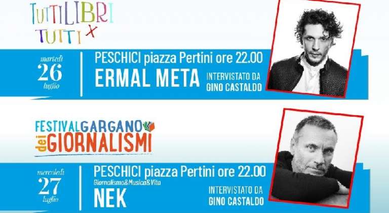 ERMAL META E NEK AL “FESTIVAL GARGANO DEI DEL GIORNALISMI” A PESCHICI