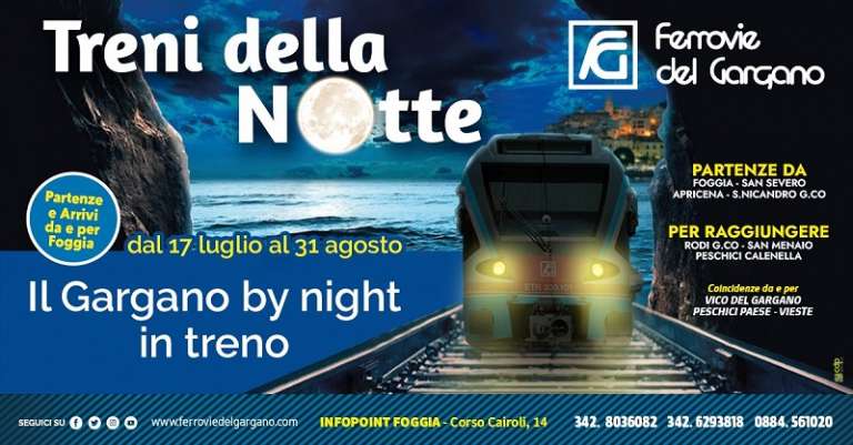 IL TRENO DELLA NOTTE, DAL 17 LUGLIO PER VIVERE L’ESTATE A RODI, SAN MENAIO, PESCHICI E VIESTE