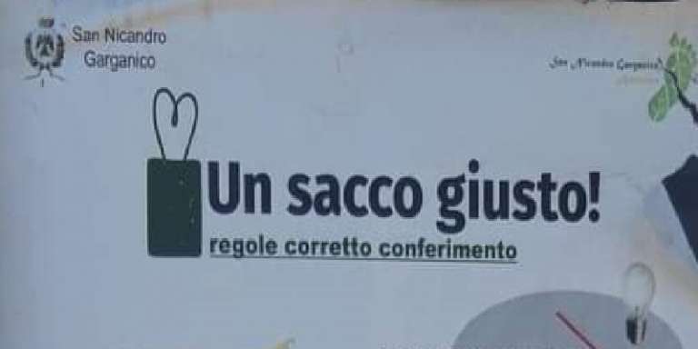 SAN NICANDRO, CONFERIMENTO RIFIUTI: “UN SACCO GIUSTO”