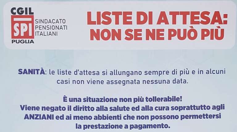 DA SAN NICANDRO PARTE LA CAMPAGNA DELLO SPI CGIL “LISTE DI ATTESA: NON SE NE PUO’ PIU’”