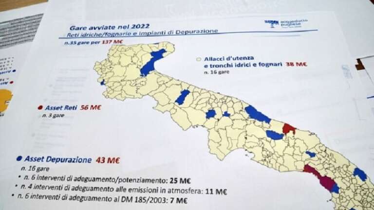 AUTORITA’ IDRICA PUGLIESE, NEL 2022 CANTIERI PER 1 MILIARDO DI EURO