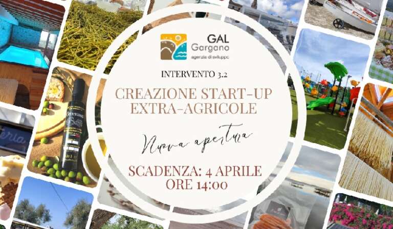 GAL GARGANO: BANDI PER LA CREAZIONE DI START-UP EXTRA-AGRICOLE