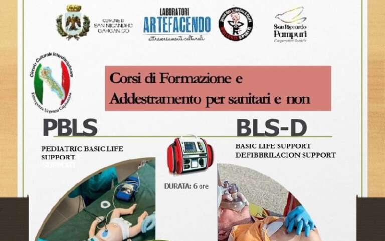 A SAN NICANDRO GARGANICO CORSI DI FORMAZIONE E ADDESTRAMENTO PER SANITARI E NON