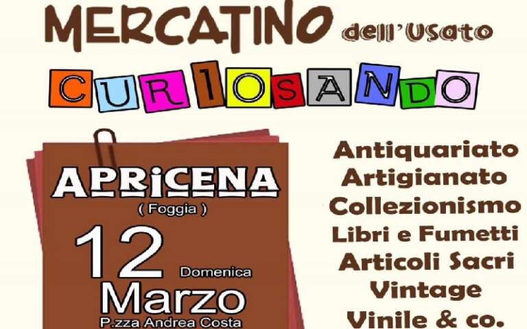 OGGI 12 MARZO AD APRICENA IL “MERCATINO DELL’USATO”