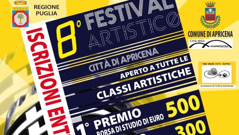 APERTE LE ISCRIZIONI PER L’OTTAVA EDIZIONE DEL FESTIVAL “CITTÀ DI APRICENA”