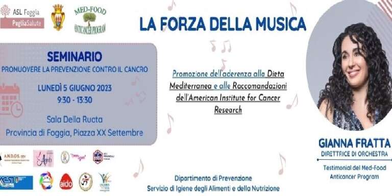 SEMINARIO “PROMUOVERE LA PREVENZIONE CONTRO IL CANCRO LA FORZA DELLA MUSICA” LUNEDÌ 5 GIUGNO