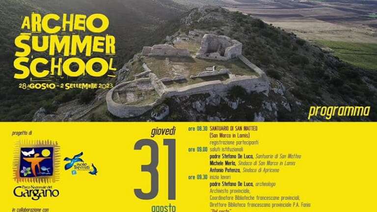 AL VIA “ARCHEO SUMMER SCHOOL 2023” SUL TEMA “PARCO ARCHEOLOGICO DEL GARGANO”