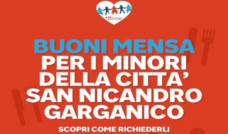 ASP ZACCAGNINO, BUONI MENSA PER I MINORI DI SAN NICANDRO