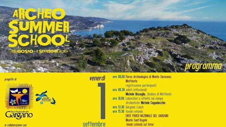 AL VIA “ARCHEO SUMMER SCHOOL 2023” SUL TEMA “PARCO ARCHEOLOGICO DEL GARGANO”