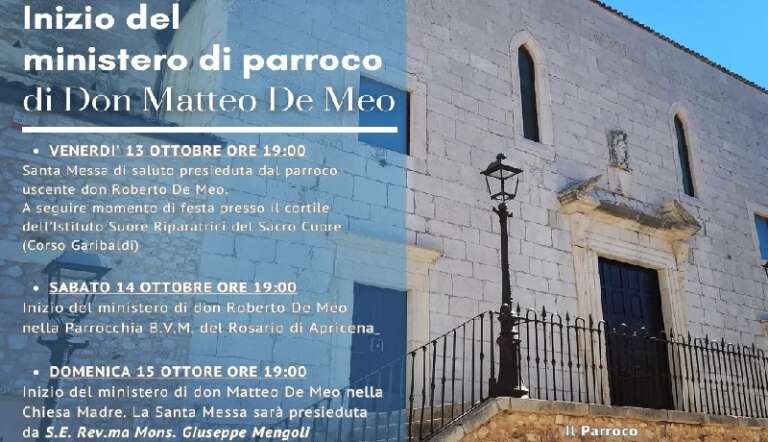 SAN NICANDRO, INIZIO DEL MINISTERO DI PARROCO DI DON MATTEO DE MEO