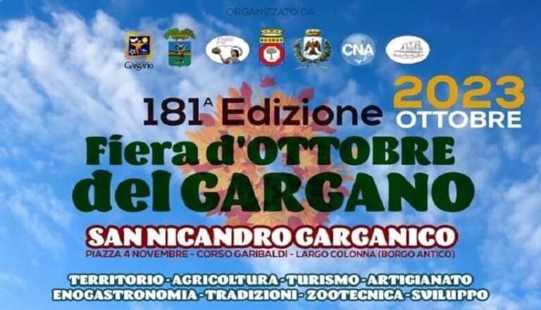 SAN NICANDRO, 181^ EDIZIONE FIERA OTTOBRE DEL GARGANO: GLI EVENTI DI OGGI