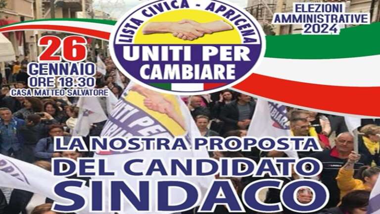 APRICENA – ELEZIONI AMMINISTRATIVE 2024: ECCO LA PROPOSTA DEL CANDIDATO SINDACO