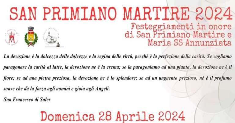 LESINA, FESTEGGIAMENTI DI SAN PRIMIANO E MARIA SS ANNUNZIATA