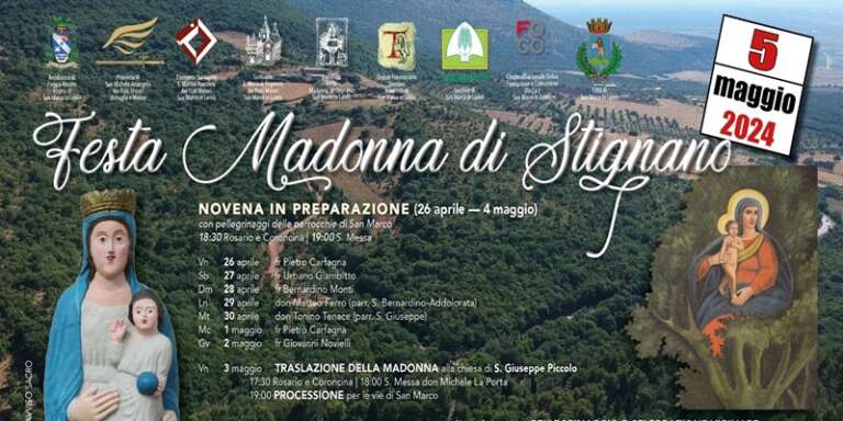 FESTA DI SANTA MARIA SS DI STIGNANO, ECCO IL PROGRAMMA