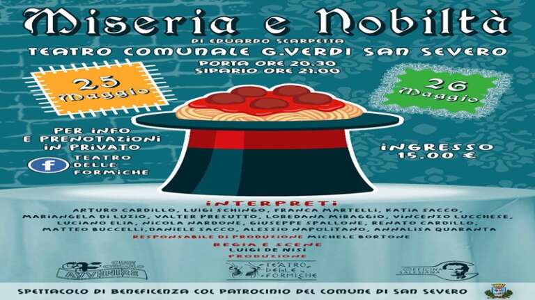 “MISERIA E NOBILTA’” CON IL TEATRO DELLE FORMICHE