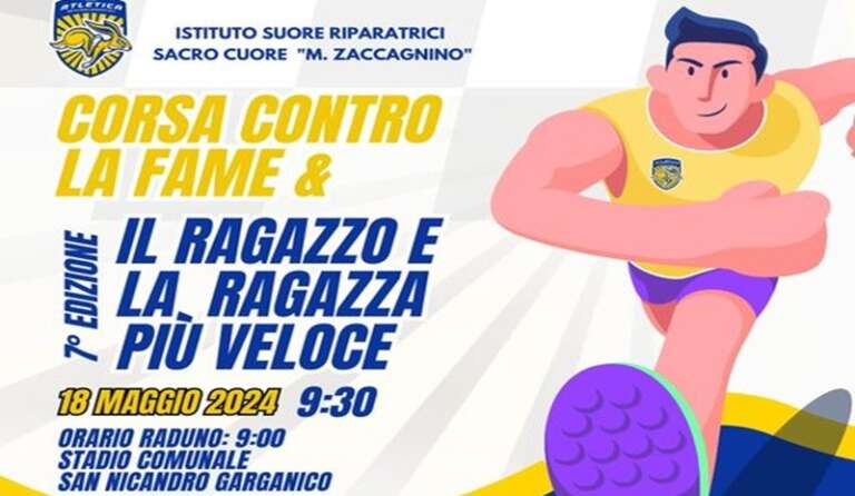 SAN NICANDRO, “CORSA CONTRO LA FAME E 7^ EDIZIONE IL RAGAZZO E LA RAGAZZA PIU’ VELOCE” 