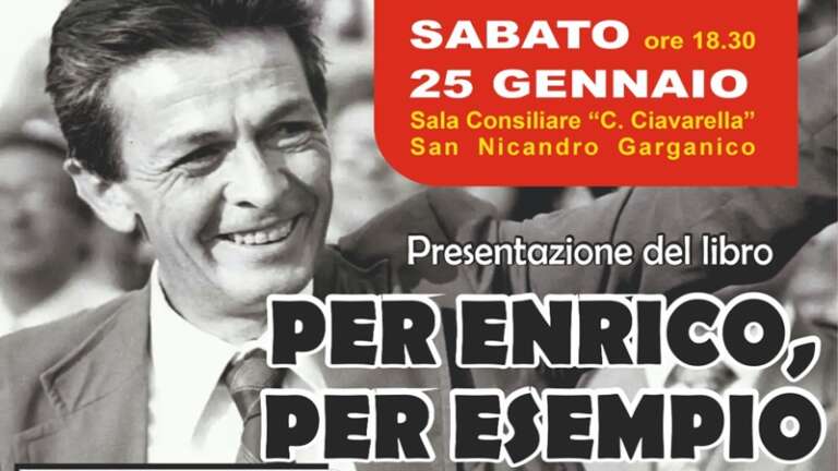 SAN NICANDRO GARGANICO, PRESENTAZIONE DEL LIBRO “PER ENRICO, PER ESEMPIO”