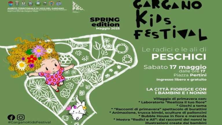 A PESCHICI, SABATO 17 MAGGIO, IL GARGANO KIDS FESTIVAL-SPRING EDITION