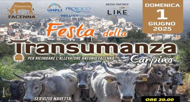 CARPINO, FESTA DELLA TRANSUMANZA 2025 A MASSERIA FACENNA